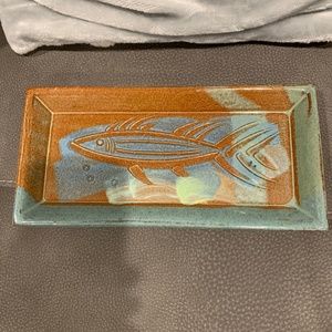 Signed Rectangular Ceramic Fish Dish/Serving Tray by Segal 11 3/8” x 5 5/8”